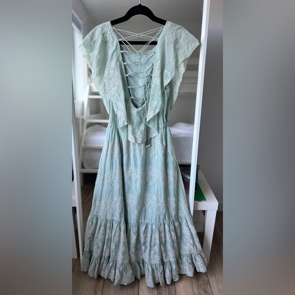 Anthropologie X Love Sam Amia Embroidered Lace-Up Maxi Dress - Picture 7 of 16